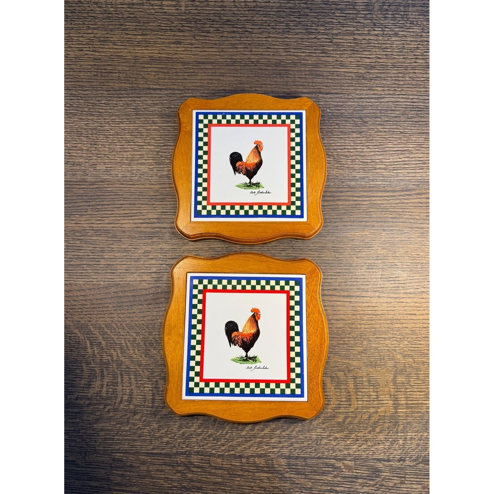 Bob Timberlake Rooster Tile Plaque‎ Set: Farmhouse Kitchen Decor
